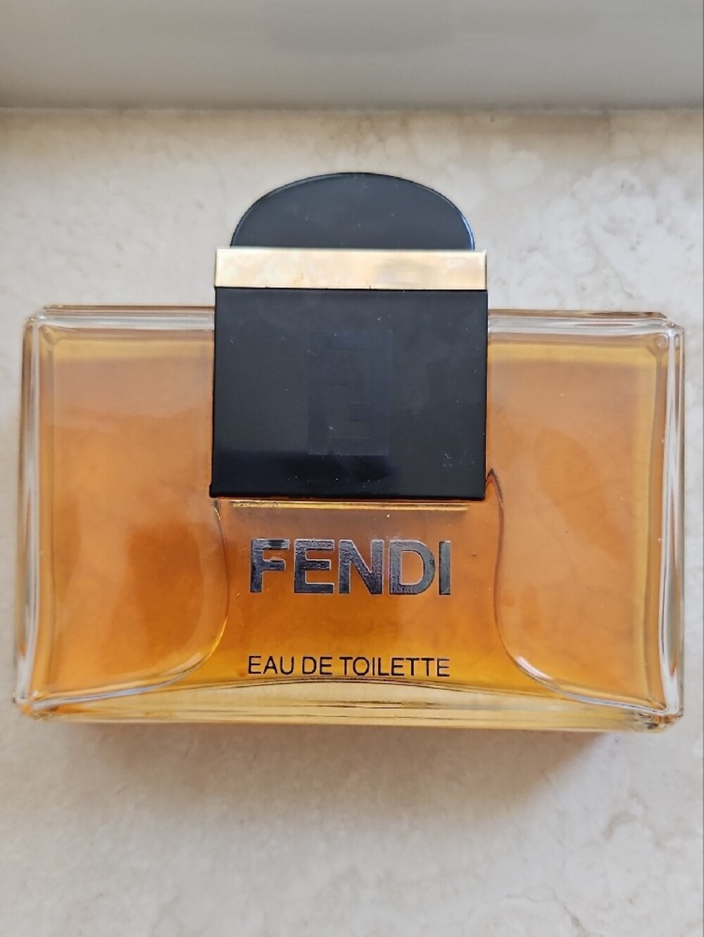 Fendi Amber Gold and Black Logo Perfume Bottle